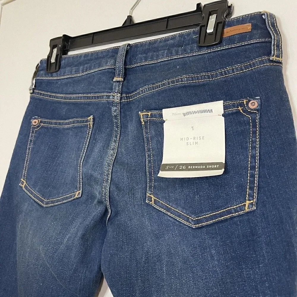 NEW! Pilco and the Letterpress bermuda shorts mid rise slim denim shorts size 26 - Picture 3 of 4